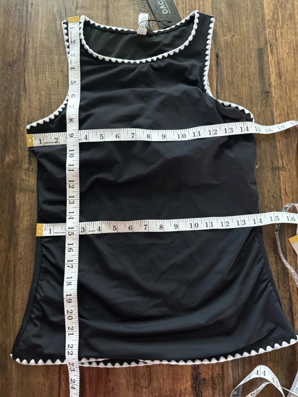 NWT Daci Black Tankini Top White Trim Scalloped Edge Size Small - Picture 12 of 13